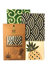 Reusable Vegan Wraps For Food, Organic Assorted Design 3 Pack by Earth's Basics - Plant Based Food Wraps, Non-Toxic, Biodegradable, Eco friendly - 3 Medium Wraps