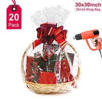 Large Shrink Wrap Bags for Easter Gift Baskets,30x30 inches Clear PVC Heat Shrink Bags Cellophane Wrap for Packaging,Gift Wrapping 20 Pack