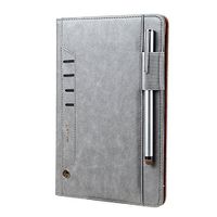 iPad Air 2 Flip Case, TechCode PU Leather Smart Stand Case Slim Fit Cover with [Pencil Holder] [Card Slot] [Hand Strap] Protector for iPad Air 1/Air 2 /iPad Pro 9.7/2017 /2018 New iPad 9.7'',Gray)