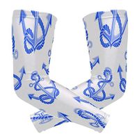 LEVEIS Blue Marine Anchors Nautical Arm Sleeves UV Protection for Men Women Sunblock Protective Gloves Running Golf Cycling Driving Long Arm Cover 1 Pair