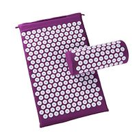 HOUMU SHOP Portable Folding Acupuncture Massage Yoga mat, Acupressure Cushion Acupuncture Pillow, for Back/Neck Pain Relief and Muscle Relaxation Finger pad,Purple