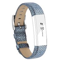 POY Replacement Bands Compatible for Fitbit Alta and Fitbit Alta HR, Genuine Leather Wristbands, Blue
