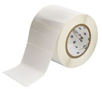 Brady THT-55-483-1 4" Width x 2" Height, B-483 Ultra Aggressive Polyester, Gloss Finish White Thermal Transfer Printable Label (1000 per Roll)