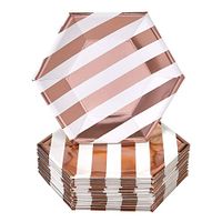 DISPOSABLE SIDE PLATES | 24 pc | made of Heavyweight Paper Materials | Stripe - Rose Gold | 7.5"
