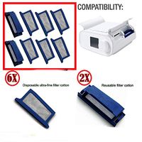 Flurries 👍 2 Reusable Foam Pollen Filters & 6 Disposable Ultra-Fine Air Filters Compatible for Philip-s Respironics Dreamstation Series CPAP Machine - Premium Assembly Kit Replacement Supplies