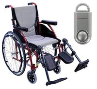 Karman S-Ergo 115 Ultra Lightweight Ergonomic Wheelchair | Seat Size 16" X 17" | Upgraded to Elevating Legrests | Quick Release Wheels in Red & Free 130 dB Silver Safety Alarm!