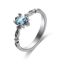 GerTong 1 PCS Luxury Women's Ring Elegant Blue Zircon Diamond Sparkly Rings Anniversary Engagement Ring Jewelry Gifts for Women Lady Girls