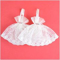 VU100 Lace Organza Bags Drawstrings Pouches 5x7, Premium Wedding Party Favor Jewelry Gift Bags, for Bridal Shower Candy Storage(2 Bags, White)