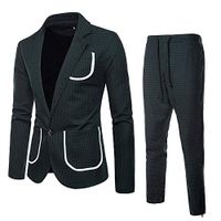 BBT-Shop Men's Suit 2-Piece Slim Business Jacket Charm Coats Sweater Sweatshirt Blouse Bomber Wedding Party Long Sleeve Outwear Overcoat Blazer Top Tailcoat Pant Autumn Winter Outwear Coat & Pants