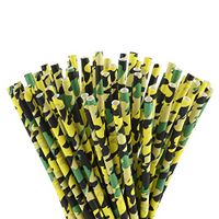 ALINK Jungle Camouflage Themed Paper Straws, 100 Biodegradable Straws for Hunting Camo Party, Bar, Birthday, Holiday Supplies