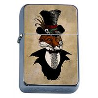 Top Hat Fox Flip Top Oil Lighter S1 Smoking Cigarette Smoker Includes Silver Case