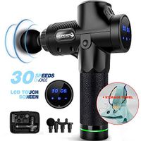 Massage Gun Deep Tissue Percussion Muscle Massager for Pain Relief, 2500mAh Handheld Electric Body Massager Sports Drill Portable Super Quiet Brushless Motor (Black 4 Heads)