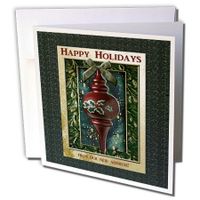 3dRose Holly Christmas Tree Ornament, Happy Holidays from our new address - Greeting Cards, 6 x 6 inches, set of 12 (gc_34192_2)