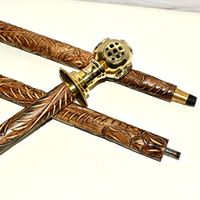 Antiques World Vintage Hidden Spyglass Brass Telescope Antique Brass and Wood Décor Wooden Folding Walking Cane Stick AWUSAWS 03