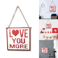 bromrefulgenc Hoilday Hanging Sign,Wall Decor,Love You More Letters Wooden Hanging Sign Home Garden Door Wall Valentine Decor