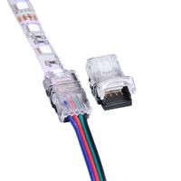 QIJIE RGB LED Strip Connector Terminal 10mm 4 Pin for SMD5050 Waterproof Tape Light IP54 or IP65,Strip to Wire,Pack of 50