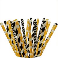 Bumblebee 100 pcs Biodegradable Paper Straw, Drinking Straws for Birthdays, Weddings, Baby Showers, Celebrations and Parties