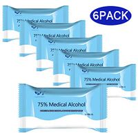 Pack of 6 Flushable Wet Wipes, 75% Large Size Hand Wipes for Travel Multifunctional Cleaning(10Pcs/Pack, 60pcs)