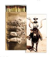 HomArt Large Decorative Longhorn Cowboys Candle and Fireplace Wood Matches (Set of 2)