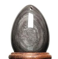 Yoni Eggs for Women, Genuine Rare Obsidian Yoni Egg, Strengthening Pelvic Floor Muscles, Kegels Exercise, Tightening Vaginal Weights, Natural Stone, Undyed, Unwaxed, Large - XL Silver Obsidian