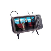 Height selection Retro Style Bluetooth Speaker TV Shape Wireless Bluetooth Speaker Mobile Phone Holder USB/TF Readers Bluetooth2.0 (Grey, 8×18×6.5cm)