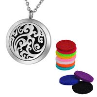 VALYRIA Aromatherapy Essential Oil Diffuser Necklace-Stainless Steel Locket Pendant,11 Refill Pads (Engraving)