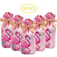 24pcs Treat Bags Party Favor Bags Flamingos Bags Plastic Gift Bags Drawstring Bags Candy Goodies Bags Gift Wrapping Package for Birthday Party Wedding Baby Shower Bridal Shower