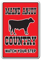 Maine Anjou Country Sign Farm Animals Watch Your Step Redneck | Indoor/Outdoor | 12" Tall