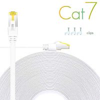 Cat7 White Ethernet Cable 15Ft 1 Pack Double Shielded Flat Cable - High Speed Internet Network Cable Up to 10 Gigabit-Gold Plated Rj45 Connectors (15, White)