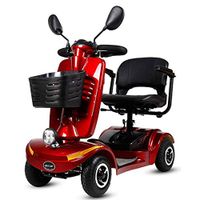 DONGBALA Heavy Mobility Scooter, 4-Wheel Electric Vehicle Electric Travel Wheelchair with Baskets Led Lights Windshield for Elderly and Medical 20AH Lithium Battery Red