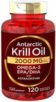 Antarctic Krill Oil 2000 mg 120 Softgels | Omega-3 EPA, DHA, with Astaxanthin Supplement Sourced from Red Krill | Maximum Strength | Laboratory Tested