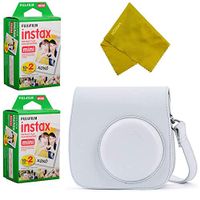 Fujifilm Instax Mini Bundle - Instant Film 40 Prints (2 Twin Packs) + Case for Fuji Mini 9, Mini 8+, Mini 8 Camera (White)