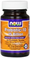 NOW Foods Probiotic-10 25 Billion, 50 Vcaps (Pack of 5)