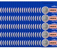 Murata CR2016 Battery 3V Lithium Coin Cell - Replaces Sony CR2016 (100 Batteries)
