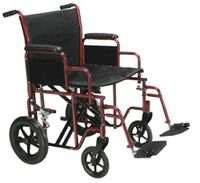 Drive 22" Bariatric Steel Transport Chair Red 450 lb Capacity