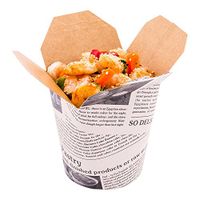 Disposable Noodle Take Out Container, Noodle To Go Box - Eco-Friendly Paper - Round - 16 oz - Newsprint with Kraft Interior - 200ct Box - Restaurantware