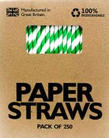Paper Drinking Straws 250 Pack Biodegradable Assorted Colors Green