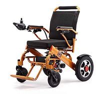 Electric Wheelchair Folding Lightweight 60 lbs w/Battery Supports 360 lbs Aircraft Grade Aluminum Alloy Frame Strength New Upgraded w/More Secure and Stable, FDA Approved (Seat Width 17.5", Gold)