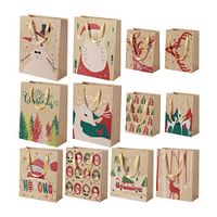 Tinksky Christmas Gift Bag Kraft Wrapping Bags Paper Bag Shopping Bag Retail Bag Christmas Favor Supplies [Pack of 24, 3 Sizes]