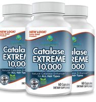 Catalase Extreme 10,000 3 month supply Catalase Enzyme Hair Supplement with 10,000 IU's of Catalase, Saw Palmetto, FoTi, Biotin, PABA, and More 180 Count
