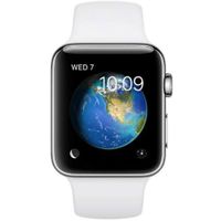 Apple Watch Series 2, 42mm Stainless Steel Case with White Sport Band (Renewed)