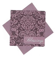 Faith Inspired Set of 6 Blank Notecards ~ Blessings (Silver Foil; 5" x 5"; Purple Envelopes)