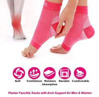 Janmid Compression Foot Sleeves for Men & Women - Best Plantar Fasciitis Socks for Plantar Fasciitis Pain Relief, Heel Pain, and Treatment for Everyday Use with Arch Support(Rose Red S/M)