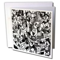 3dRose Black and White Greyscale Gaudi Inspired Mosaic Pattern Contemporary Stylish Modern Cool Greeting Cards, Set of 6 (gc_58378_1)