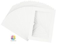 Mat Board Center, Pack of 25, 5x7 White Picture Mats with White Core for 4x6 Pictures