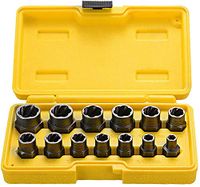Topec Impact Bolt & Nut Remover Set 13 Pieces, Nut Extractor Socket, Bolt Remover Tool Set
