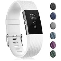 Bands Replacement Compatible for Fitbit Charge 2, Adjustable Wrist Accessories Sport Wristbands for Women&Men (White-L, Large)