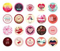 Set of 5 Love Decorative Envelope Seals Self-Adhesive Paper Seals, 38 per Pack