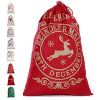 LITTLEGRASS Christmas Decorations Red Santa Sack Personalized for Kids Canvas Burlap Blank Bag Drawstring Special Delivery Extra Large Size 27.5"x19.5" (G)