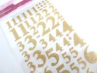 Small Sparkly Glitter Gold Sticky Adhesive Numbers 0-9, Labels Stickers for Craft